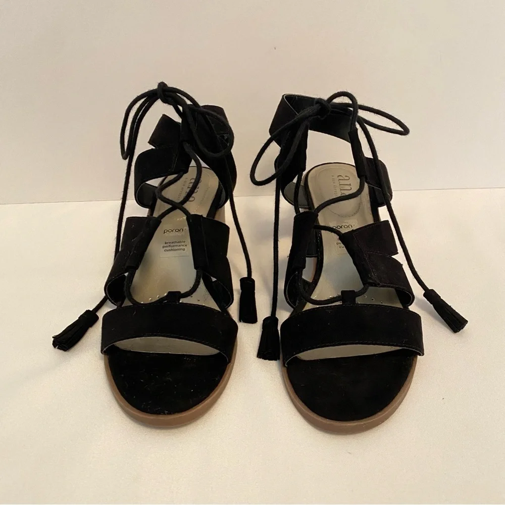 A.N.A. A New Approach Lena Faux Suede Strappy Lace-Up Sandal Shoe Size 8